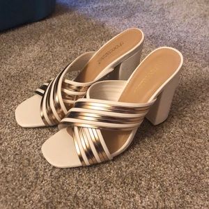 Gold & white heels